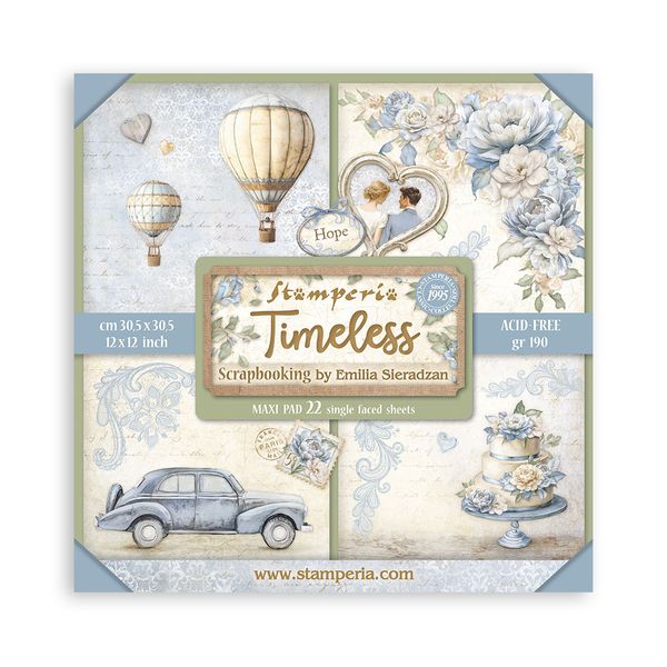 Stamperia Timeless 12"X12" Single-Sided Paper Pad, 22 sheets/pkg.