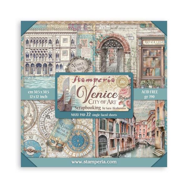 Stamperia Scrapbooking Venice City of Art Single-sided 12"X12" Paper Pad, 22 sheets/pkg.