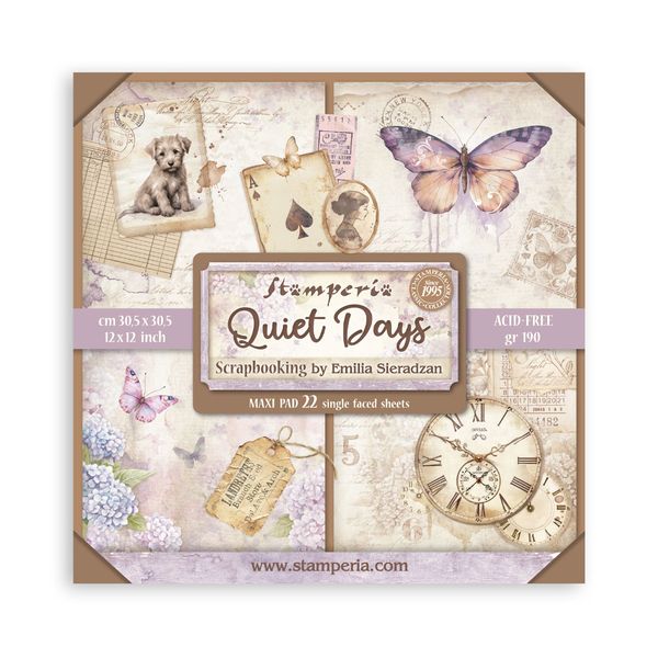 Stamperia Quiet Days 12"x12 Single-Sided Paper Pad, 22 sheets