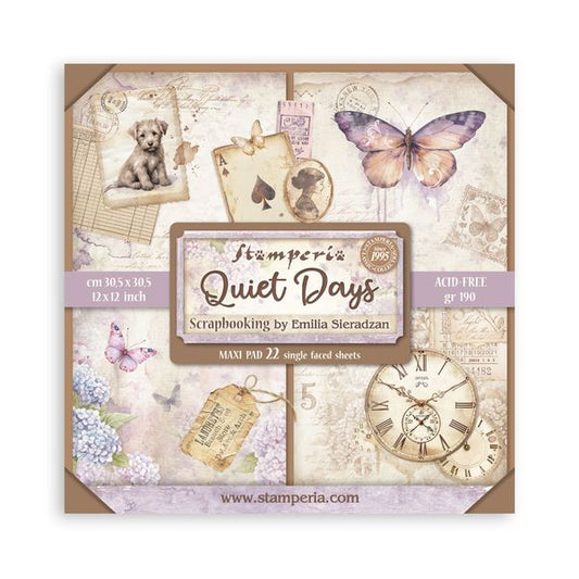 Stamperia Quiet Days 12"x12 Single-Sided Paper Pad, 22 sheets