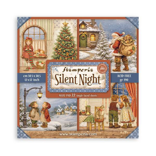 Stamperia Silent Night 12"x12" Single-sided Paper Pad, 22 sheets