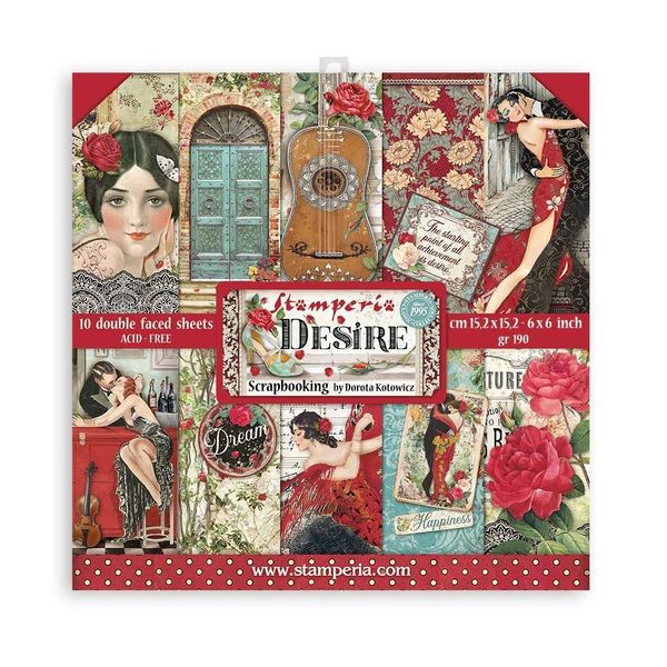 DISC - Stamperia Desire 10 Sheets, 6X6 pack