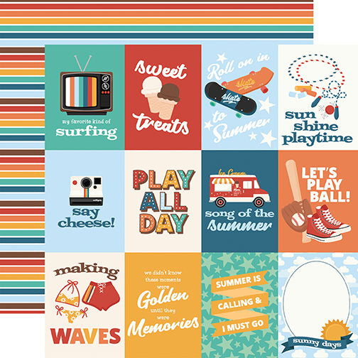 Echo Park Summer Break 3x4 Journaling Cards DS Paper (1 Sheet)