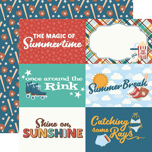 Echo Park Summer Break 6x4 Journaling Cards DS Paper (1 Sheet)