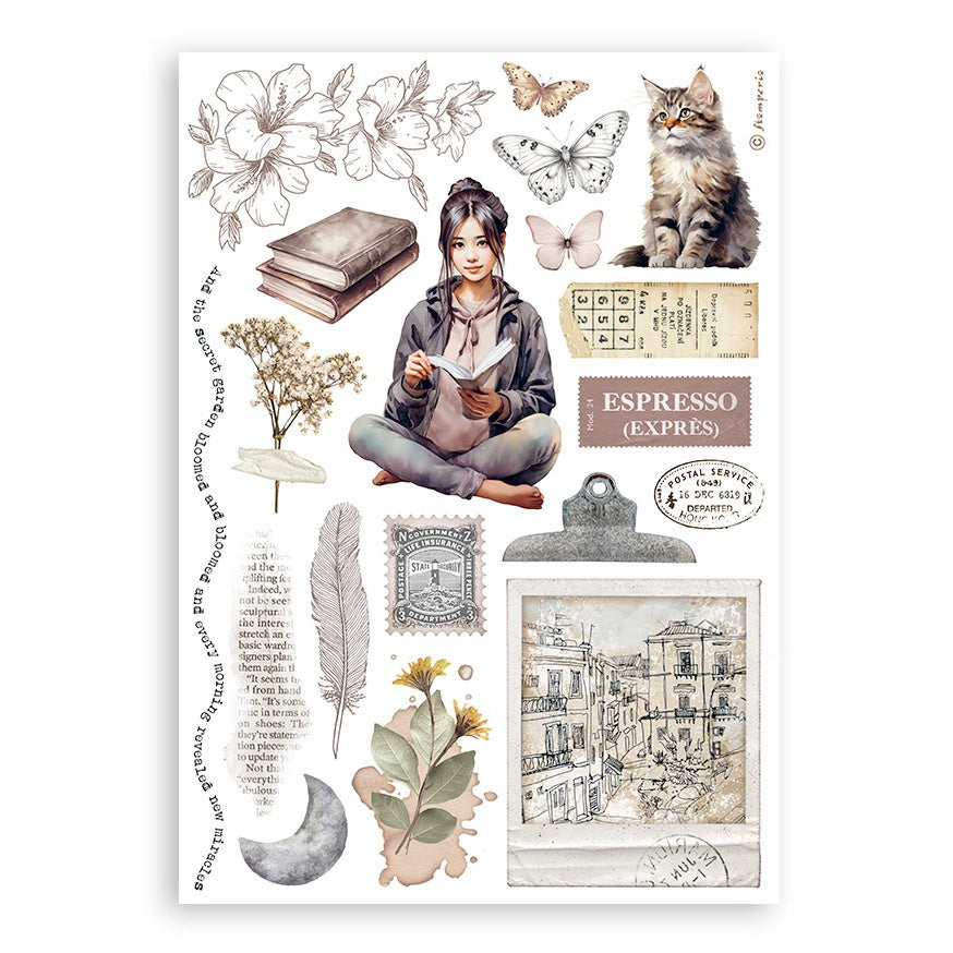DISC - Stamperia A5 Washi Pad 8/Pkg-Create Happiness Secret Diary
