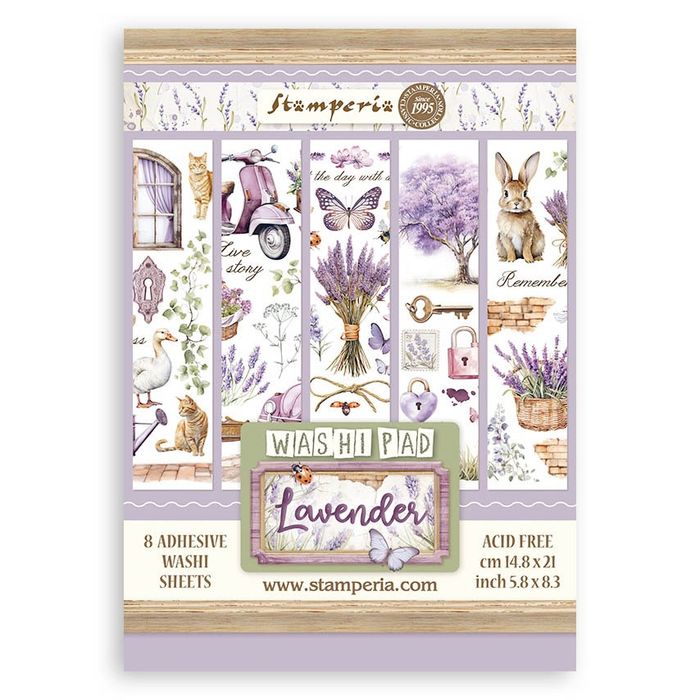 DISC - Stamperia A5 Washi Pad 8/Pkg-Lavender
