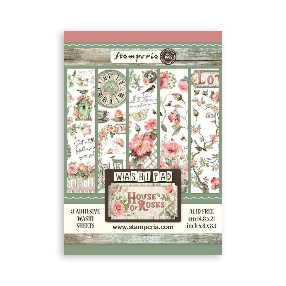 Stamperia House of Roses Washi Pad, 8 A5 sheets
