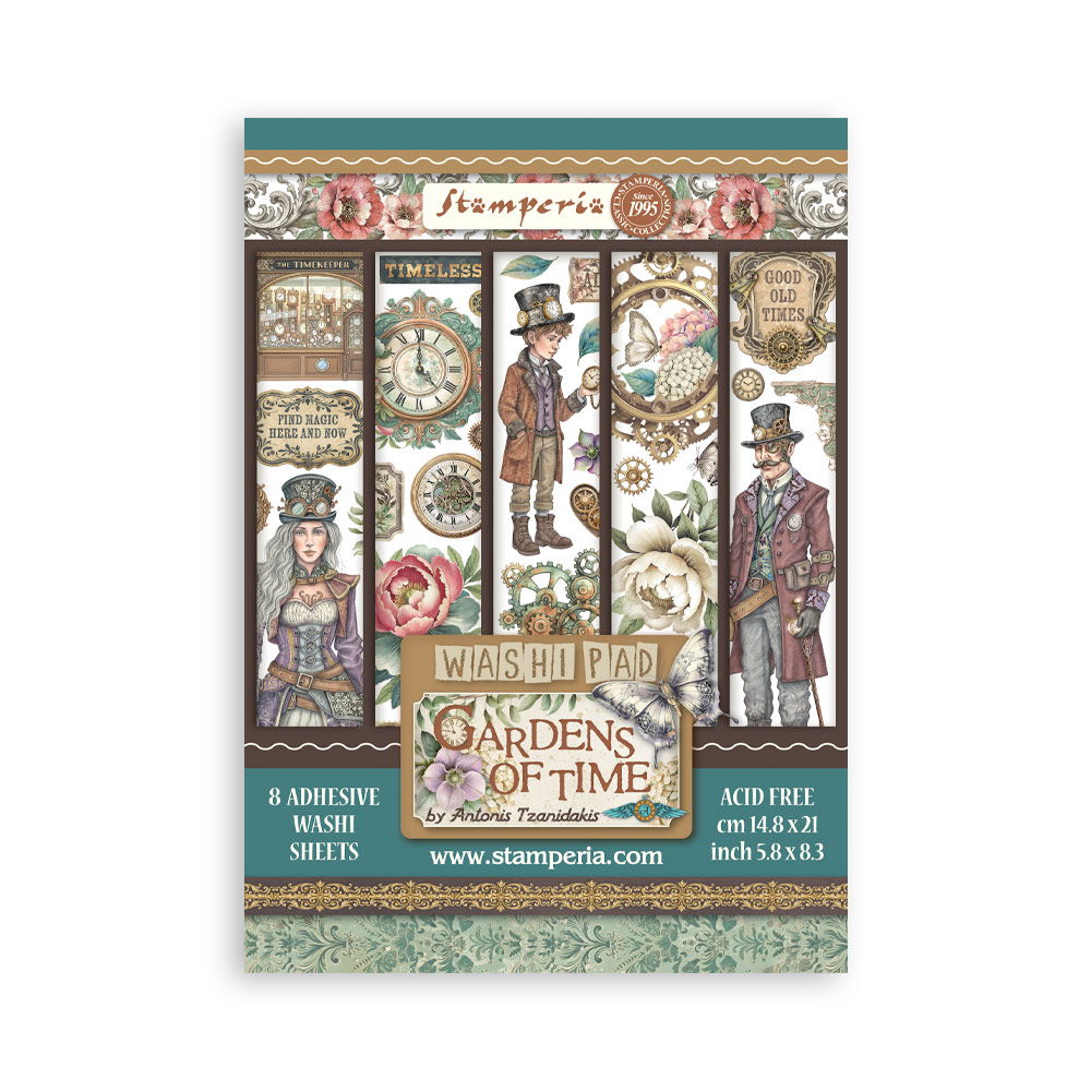 Stamperia Gardens of Time A5 Washi Pad, 8 sheets