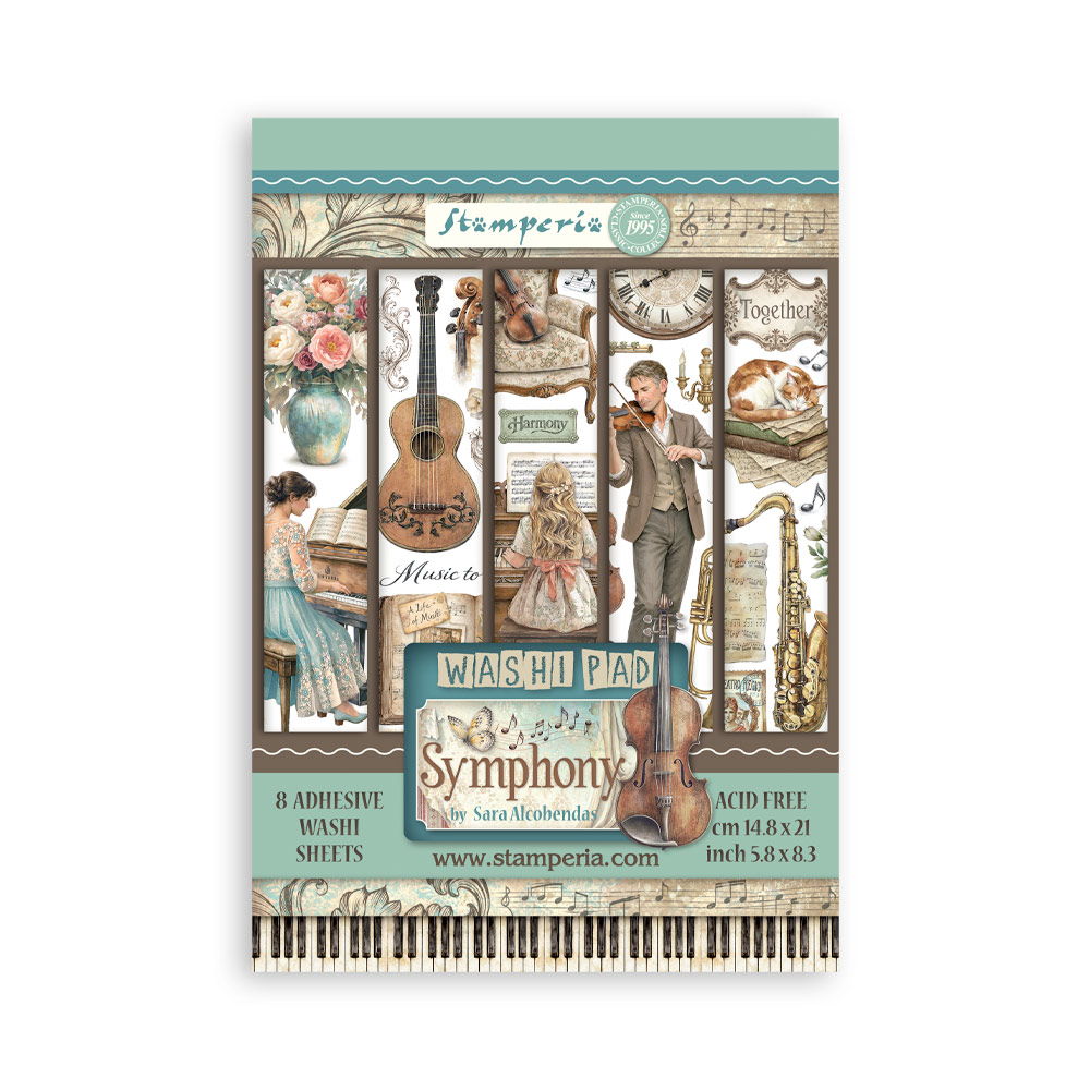 Stamperia Symphony  A5 Washi Pad, 8 sheets