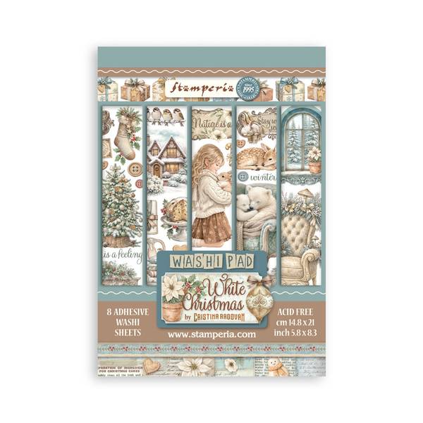 Stamperia White Christmas Washi Pad, 8 sheets