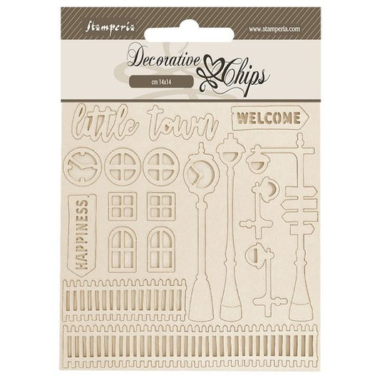 Stamperia Silent Sea: Little Town 5.5"X5.5" Decorative Chips