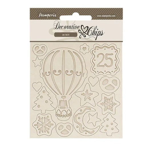 Stamperia Candy Christmas Hot-Air Balloons Decorative Chips