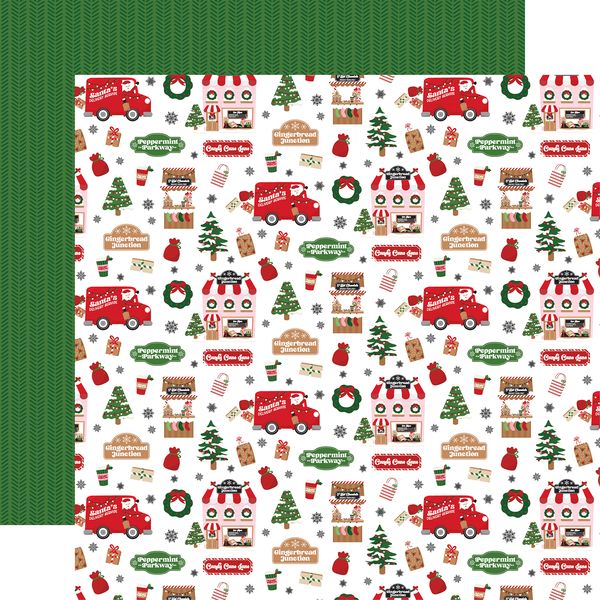 Echo Park Santa's Christmas Delivery Candy Cane Lane DS Paper (1 Sheet)