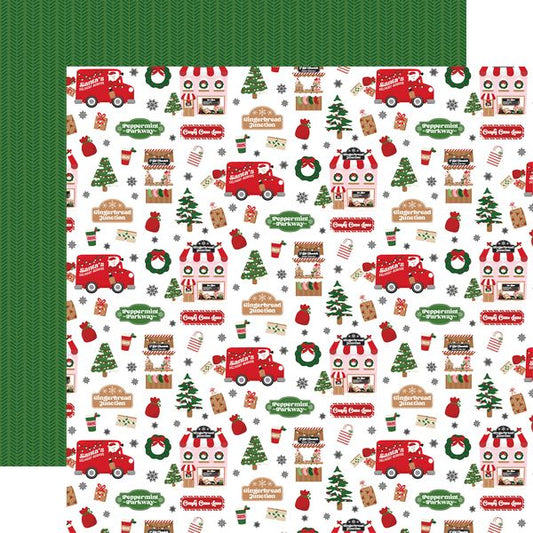 Echo Park Santa's Christmas Delivery Candy Cane Lane DS Paper (1 Sheet)