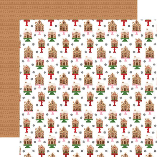 Echo Park Santa's Christmas Delivery Gingerbread Houses  DS Paper (1 Sheet)