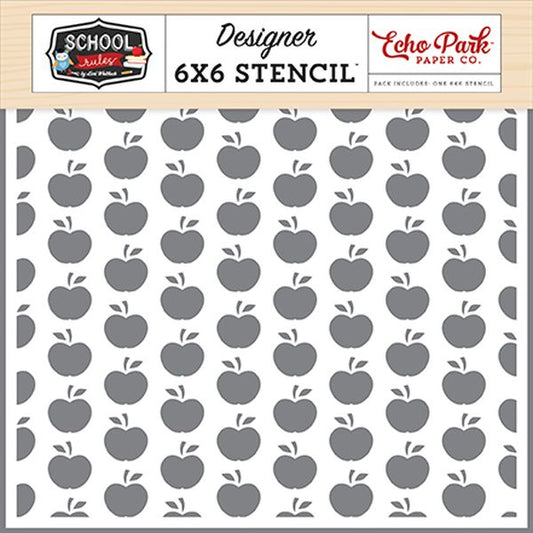 Apple for Teacher Stencil, 6x6