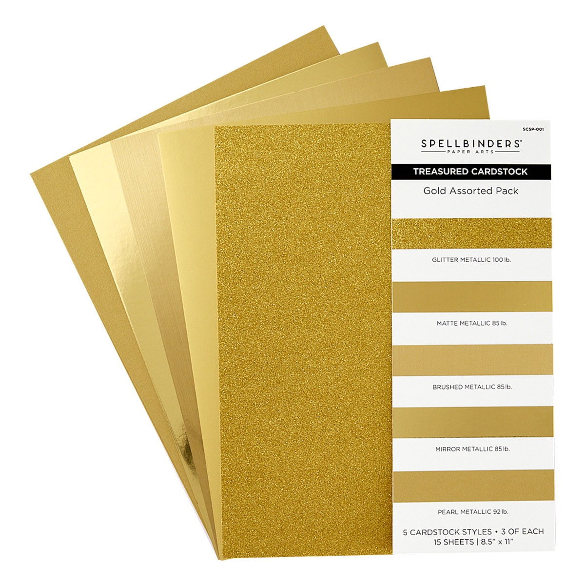 Spellbinders Treasured Cardstock 8.5"X11" 15/Pkg-Gold