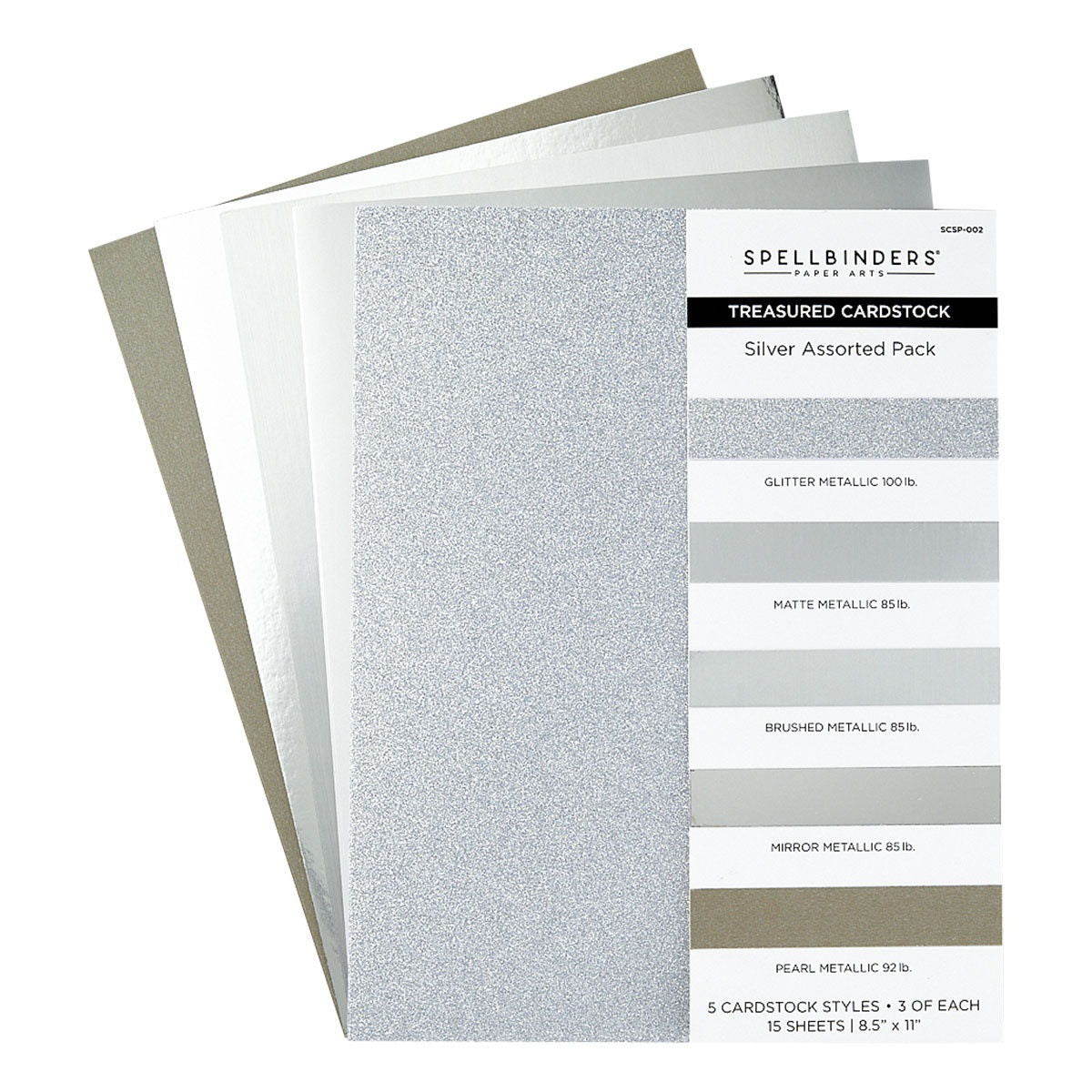 Spellbinders Treasured Cardstock 8.5"X11" 15/Pkg-Silver