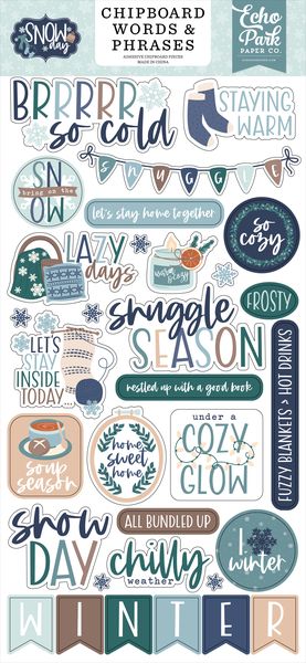 Echo Park Snow Day 6x13 Chipboard Word & Phrases