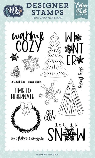 Echo Park Snow Day: Time To Hibernate Stamp Set