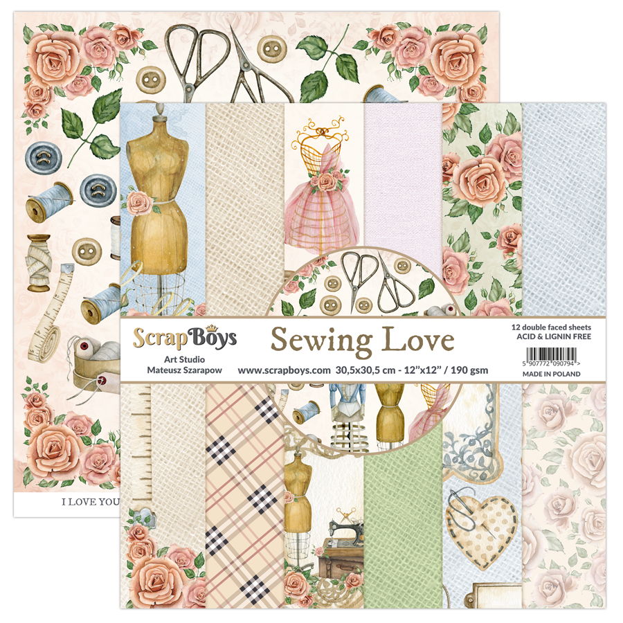 ScrapBoys Sewing Love 08 12"x12" Paper Set
