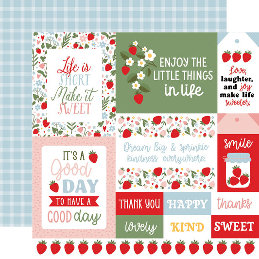 Echo Park Strawberry Fields: Multi Journaling Cards DS Paper (1 Sheet)