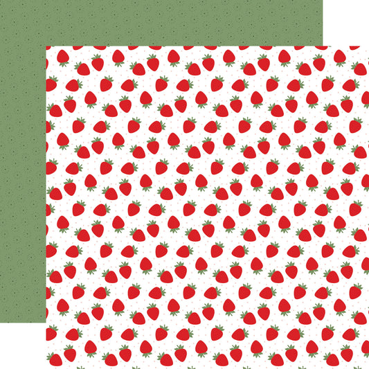 Echo Park Strawberry Fields: Berries And Cream DS Paper (1 Sheet)