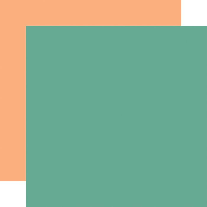 Echo Park Spooktacular Halloween Double-Sided Cardstock 12"X12"-Teal/ Light Orange  Coordinating Solid DS Paper (1 Sheet)