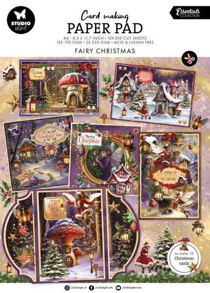 Studio Light Essentials  Card Making Pad Fairy Christmas, A4, 14 Sheets