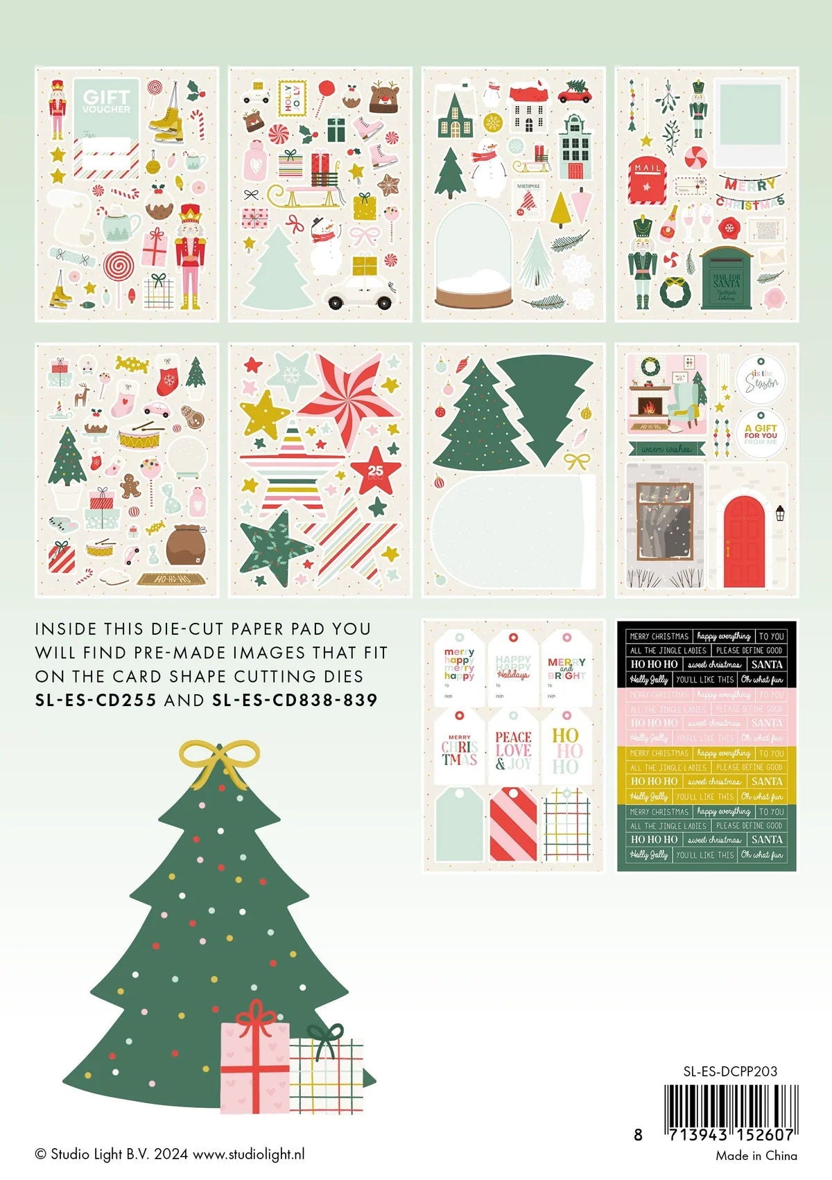 Studio Light Essentials Die-Cut Paper Pad: Sweet Christmas, A5, 20 Sheets