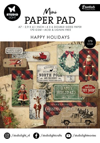 SL Mini Paper Pad Happy Holidays Essentials 24 Sheets