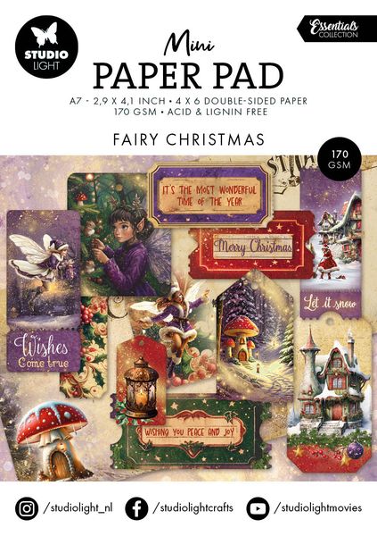 Studio Light Essentials Mini Paper Pad :Fairy Christmas, A7, 24 Sheets
