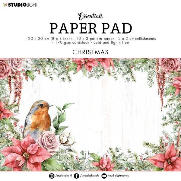 Studio Light Essentials Paper Pad: Christmas, 8x8 inches, 36 Sheets