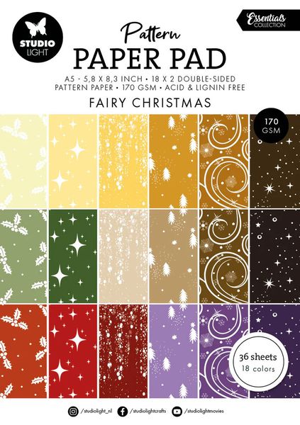 Studio Light Essentials Pattern Paper Pad: Fairy Christmas, A5, 36 Sheets