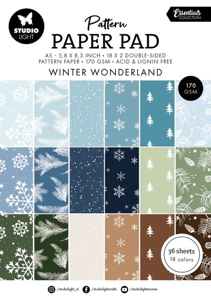 Studio Light SL Pattern Paper Pad Winter Wonderland Essentials, 36 Sheets