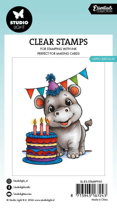 Studio Light Clear Stamps Hippo Birthday Essentials 1 Piece