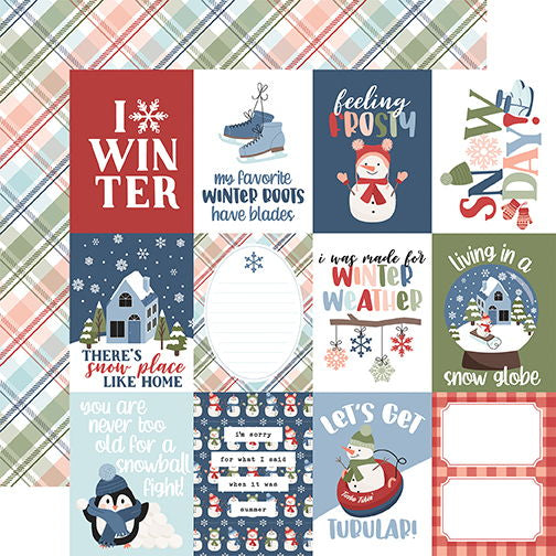 Chilling With My Snowmies 3x4 Journaling Cards 12x12 DS Patterned Paper (1 Sheet)