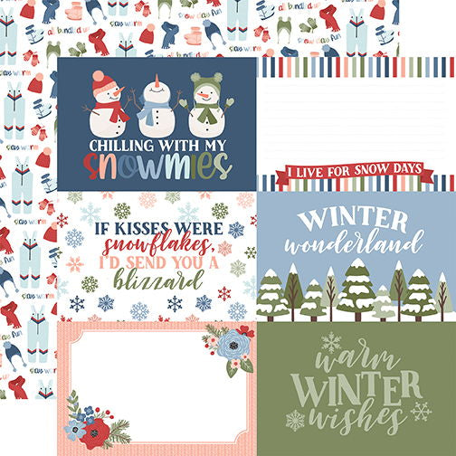 Chilling With My Snowmies 6x4 Journaling Cards 12x12 DS Patterned Paper (1 Sheet)