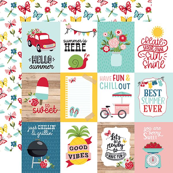 Echo Park A Slice of Summer: 3X4 Journaling CardsDS Paper (1 Sheet)