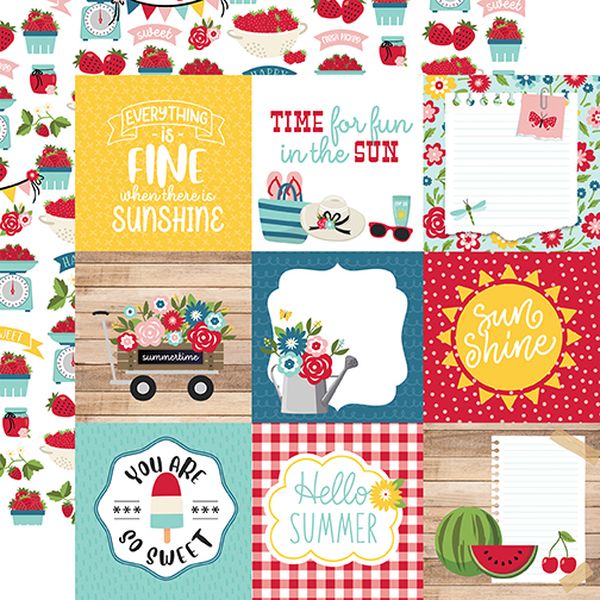 Echo Park A Slice of Summer: 4X4 Journaling CardsDS Paper (1 Sheet)