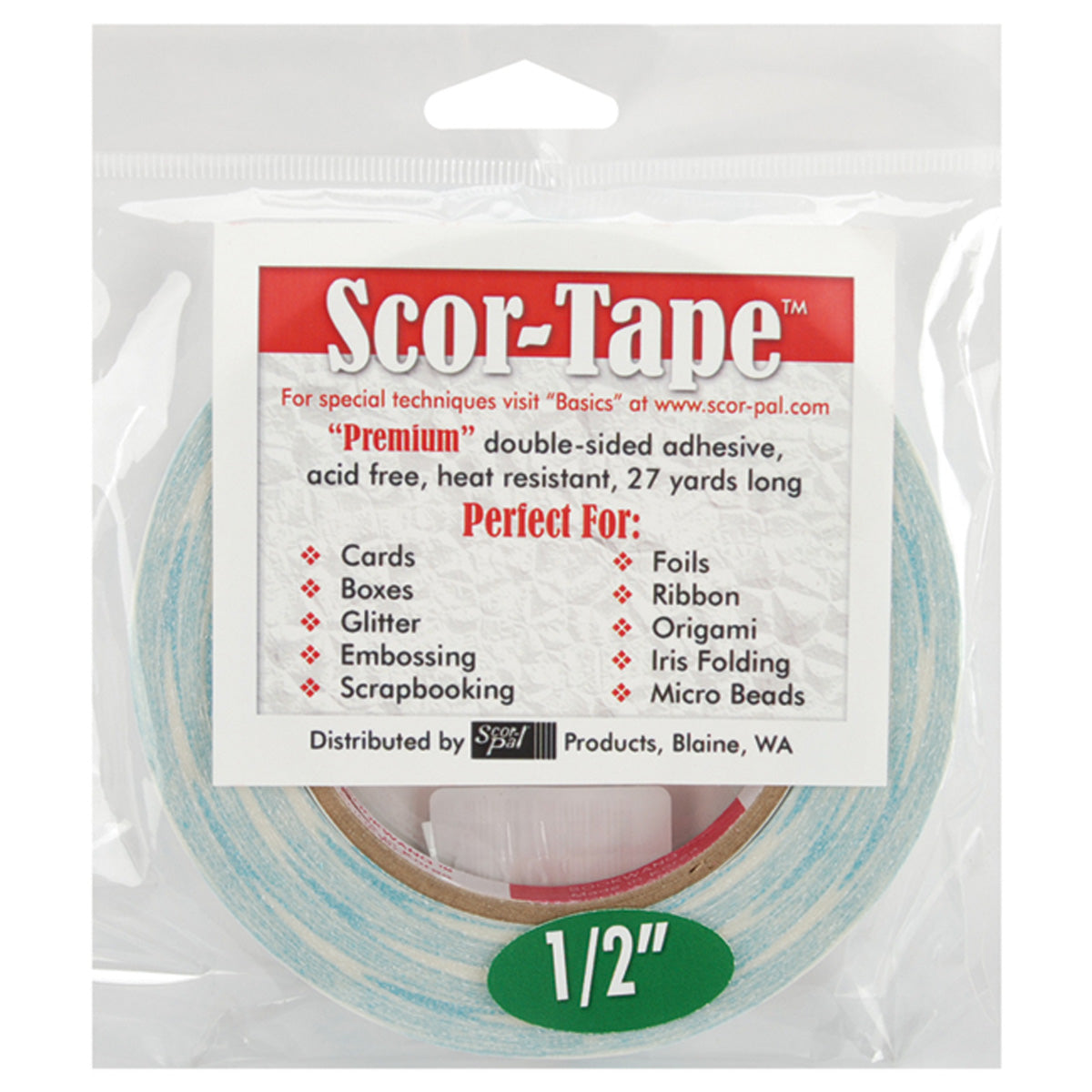 Scor-Tape-.5"X27yd Double sided tape