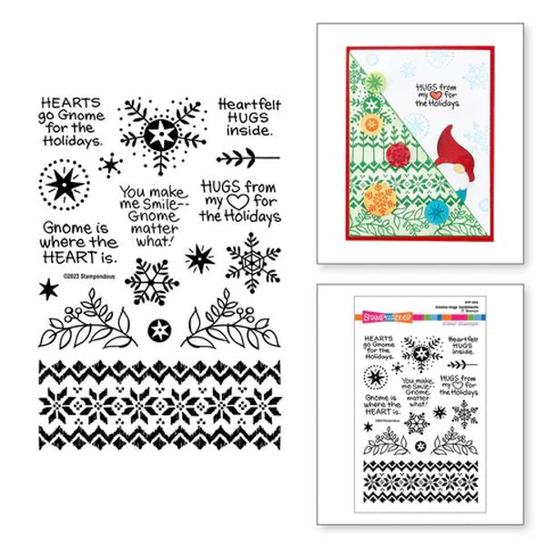 Spellbinders Gnome Hugs Sentiments Clear Stamp Setfrom the Holiday Hugs Collection by Stampendous