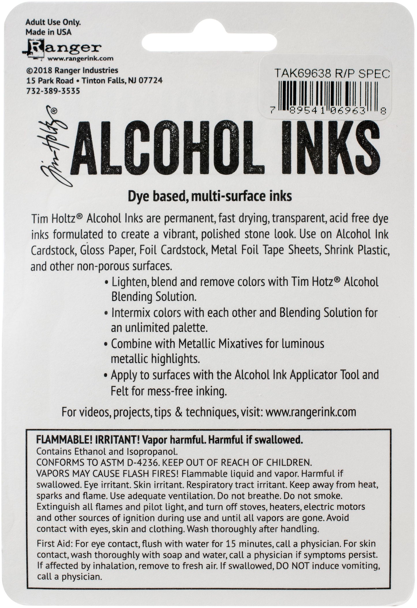 Tim Holtz Alcohol Ink .5oz 3/Pkg-Pink/Red Specturm