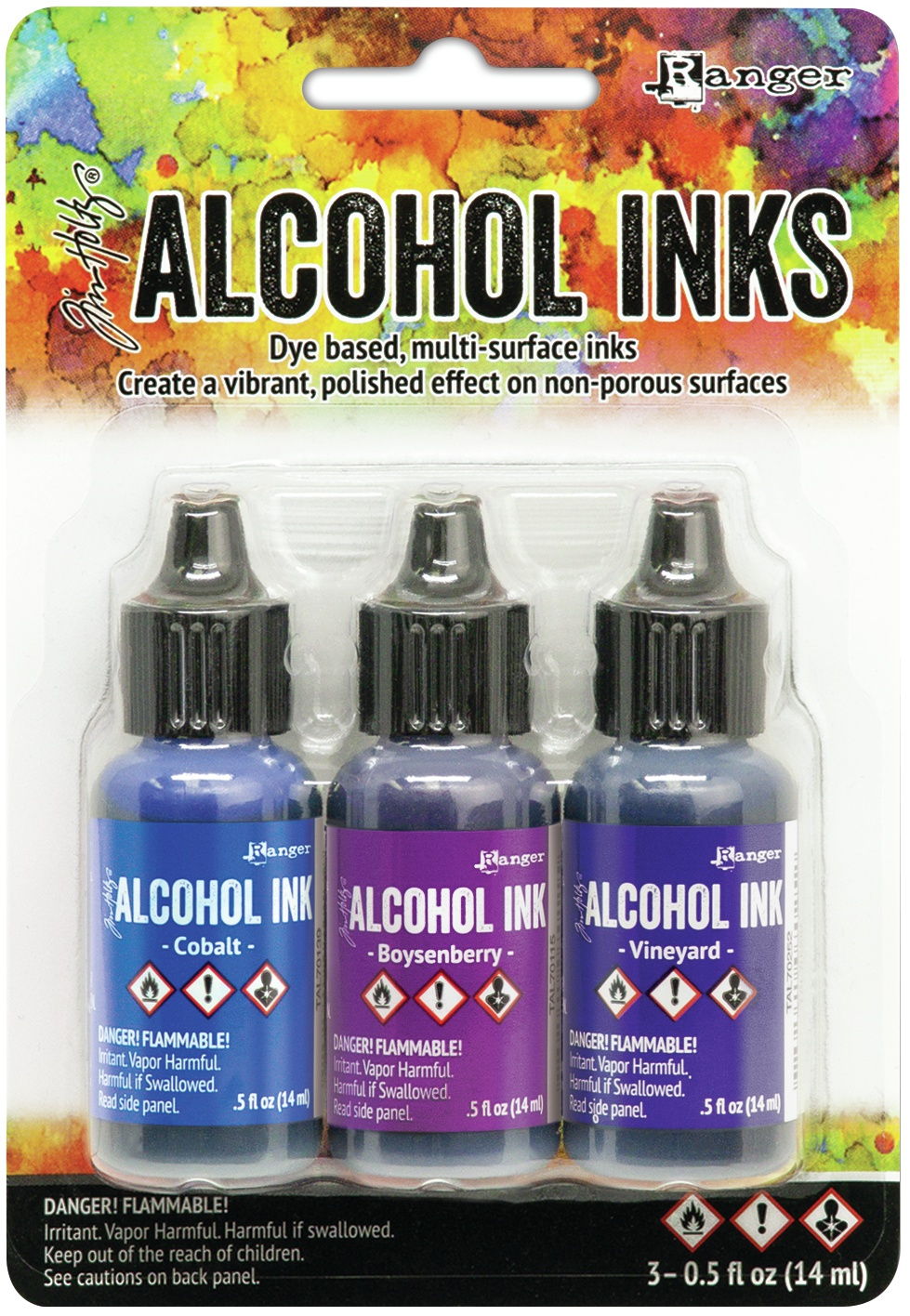Tim Holtz Alcohol Ink .5oz 3/Pkg-Indigo/Violet Spectrum