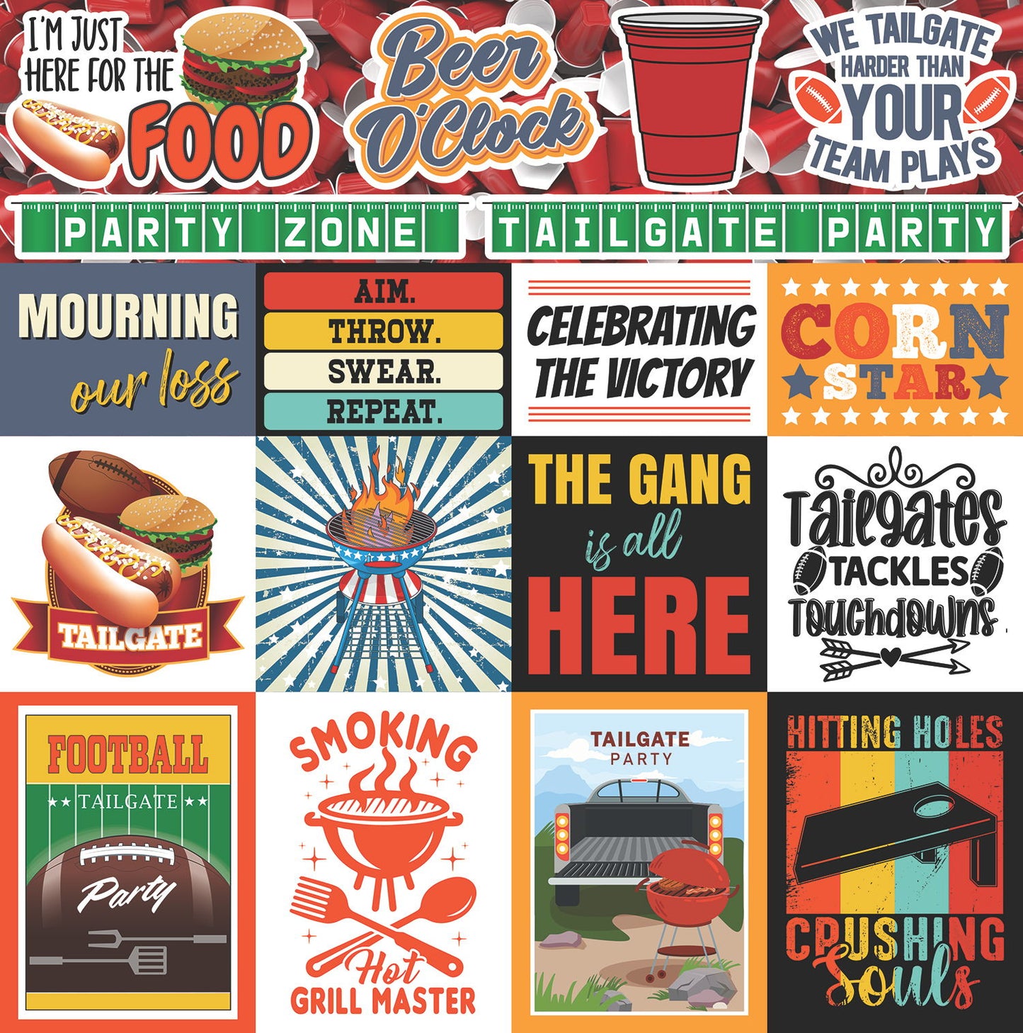 Reminisce Tailgate Party 12x12 Sticker
