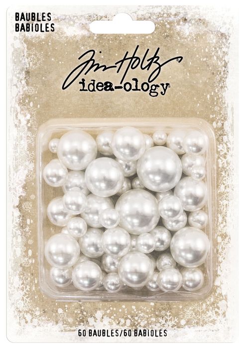 Tim Holtz Idea-Ology Pearl Baubles .313" To .75" 60/Pkg-Undrilled Cream Pearls
