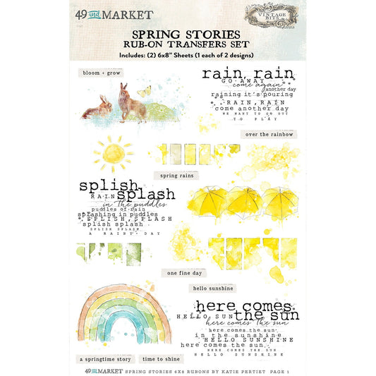 49 And Market Rub-On Transfer Set 6"X8"-Spring Stories