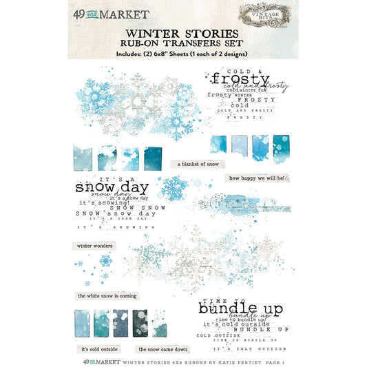 49 And Market  Winter Stories 6"X8" Rub-On Transfer Set