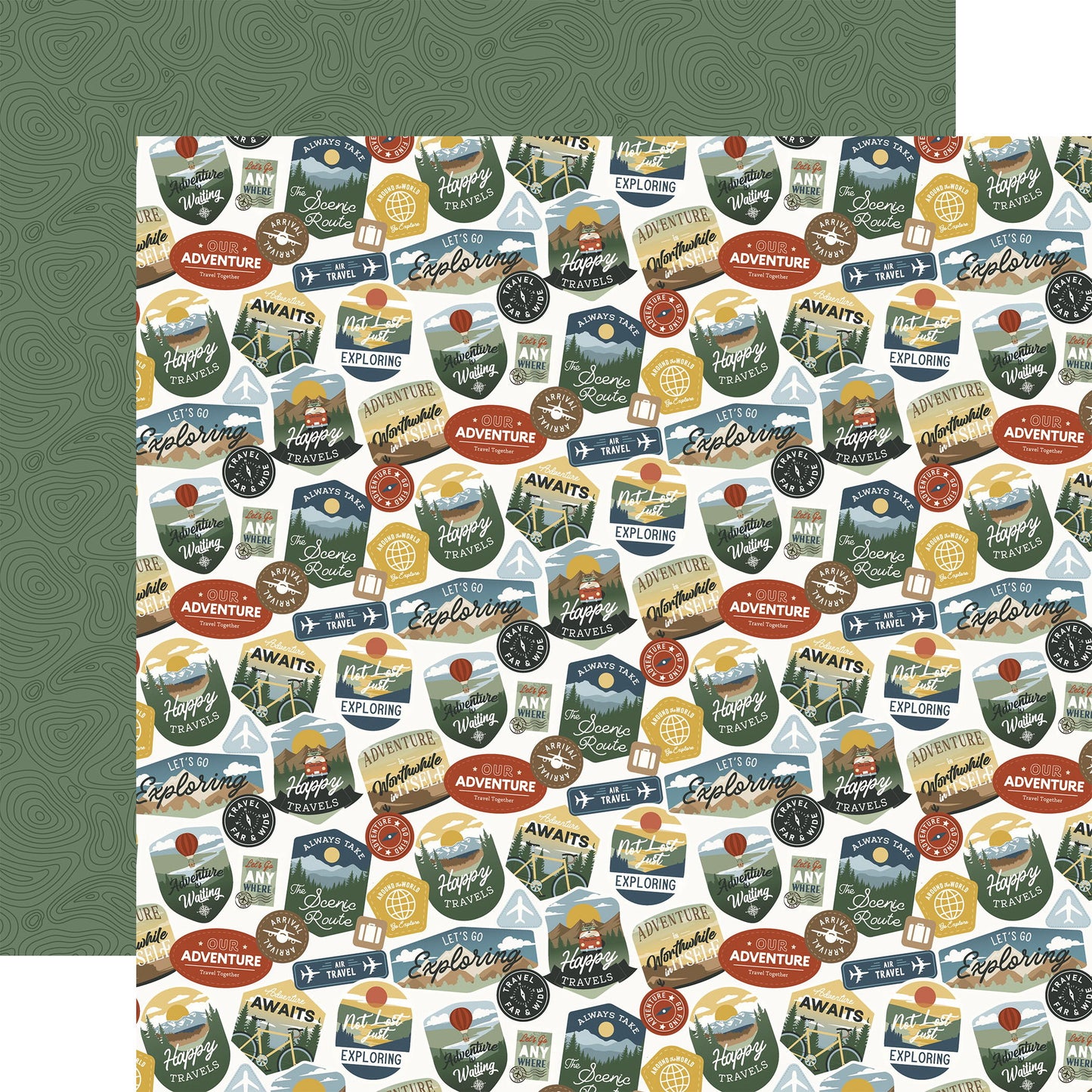 Echo Park It's Time To Travel: Traveling Patches 12x12 Patterned Paper
