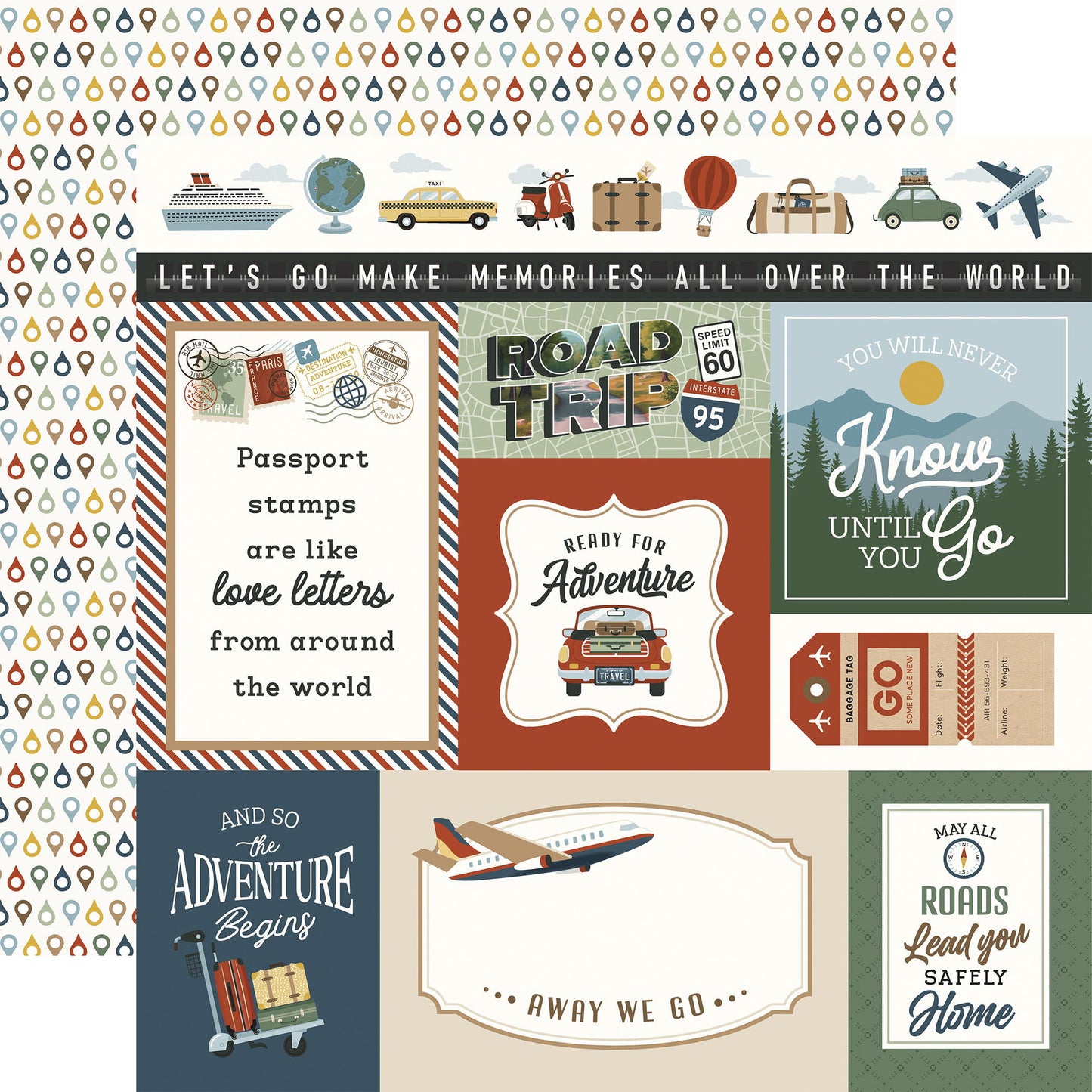 Echo Park It's Time To Travel: Multi Journaling Cards 12x12 Patterned Paper
